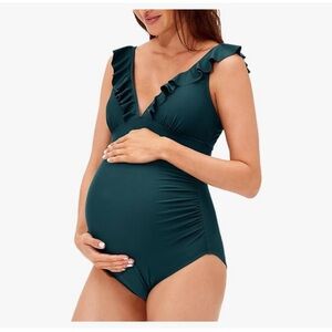 Elegant Maternity Swimsuit with Ruffles
